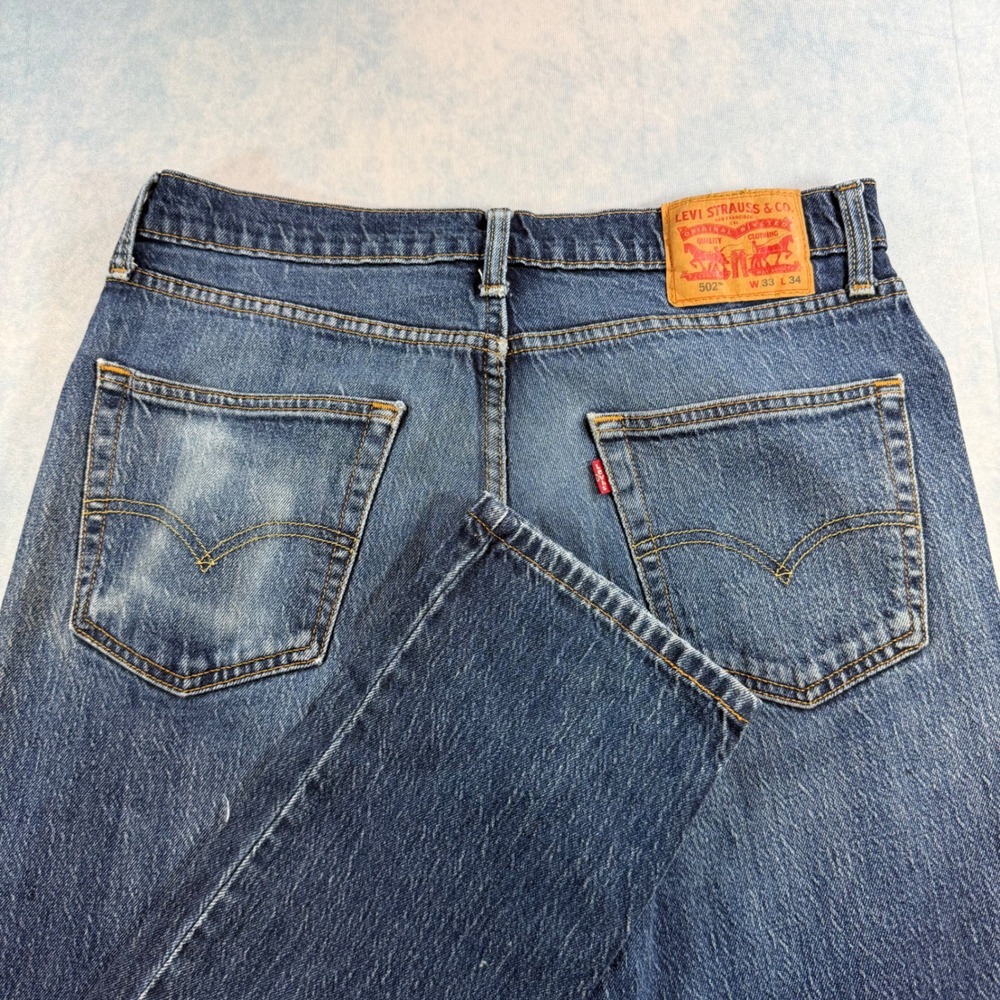 Levi's 502 Taper Jeans Mens 33x34 Blue Excellent Stretch Denim Regular Fit